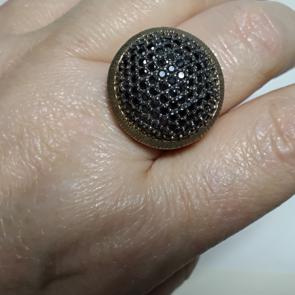 925 Bronze Milor Italy Black Spinel Ring Sz 10 - Picture 6 of 8